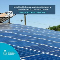 Instal·lació de plaques fotovoltaiques al Pavelló esportiu per autoconsum
